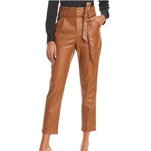 Lucy Paris Faux Leather Paperbag Waist Pants, Size S